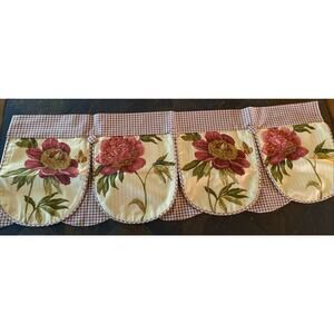 Lot Of 2 COUNTRY CURTAINS BRAND Valances Lined Tailored 40”x14" Cream Red Green